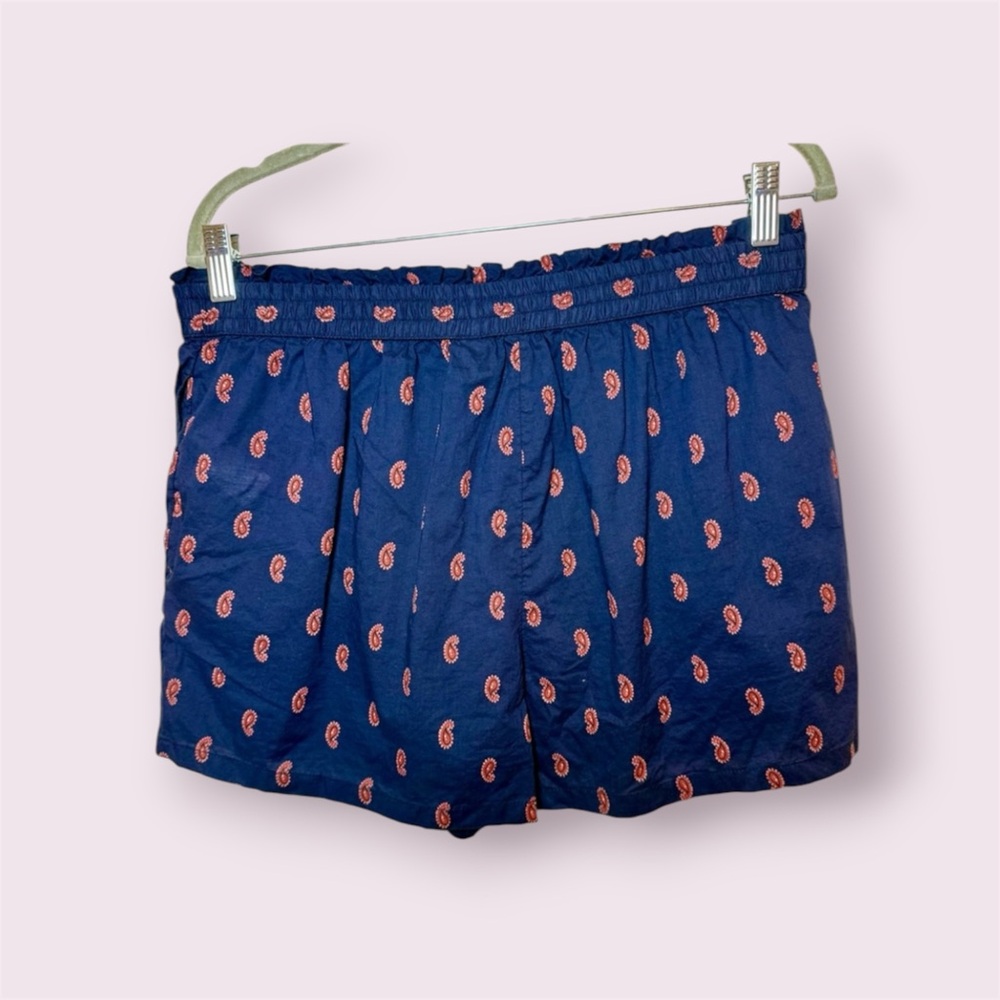 Joie Boho Paisley Print Cotton Lounge Shorts Blue Size Large